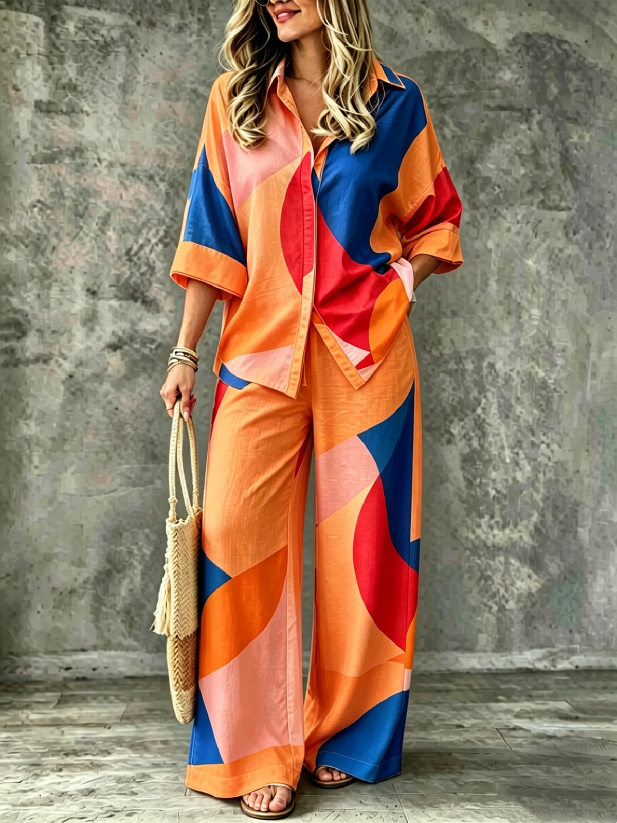 Spring Summer Womens Shirt Set With Digital Print – Premium 0 | RICALOUX