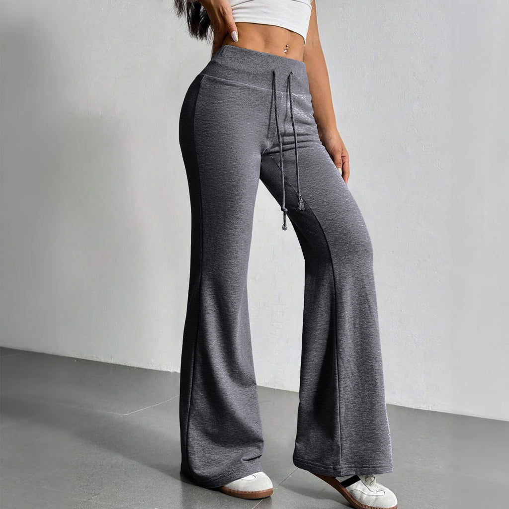 Fashionable Drawstring High-waist Casual Flared Trousers by Ricaloux