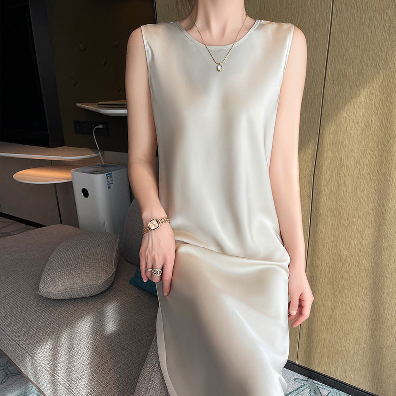 High-end Sophisticated Womens Sleeveless Crew-neck Long Dress by Ricaloux