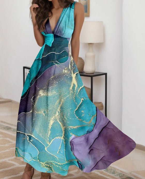 European And American V-neck Chest Wrap Dress - RICALOUX