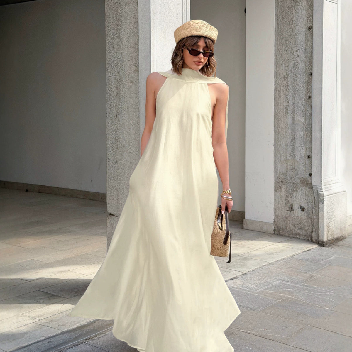Womens Summer Resort-style Loose A-line Maxi Dress by Ricaloux