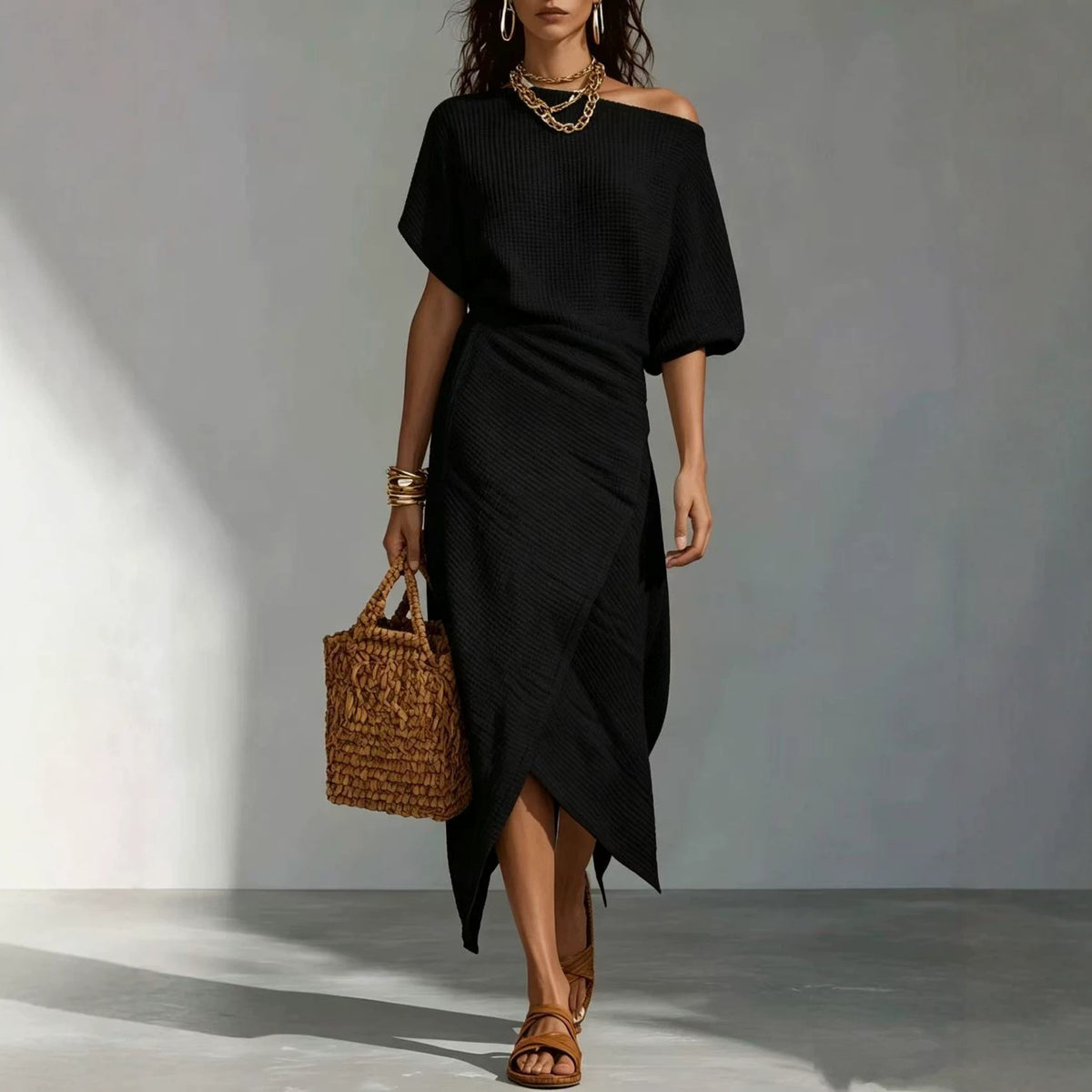 Women's Casual Solid Color Slit Irregular Dress – Premium 0 | RICALOUX