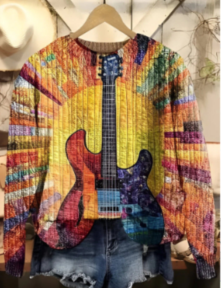 Womens Crew-Neck Pullover Casual Sweatshirt With 3D Hooded Print by Ricaloux