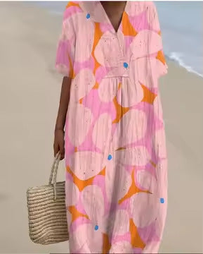 Retro-style Loose-fitting Beach Dress For Women by Ricaloux