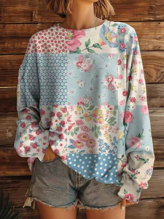 Womens Fashionable, Versatile Printed Crew-neck Sweatshirt – Premium 0 | RICALOUX