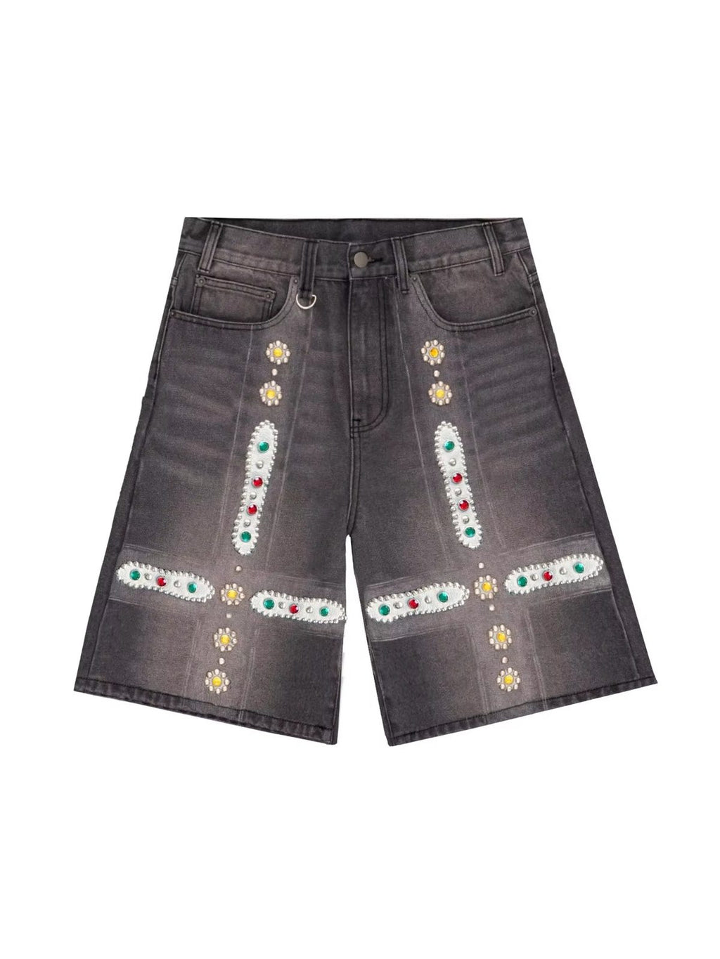 New Leather Patchwork Studded Rhinestone Shorts – Premium 0 | RICALOUX
