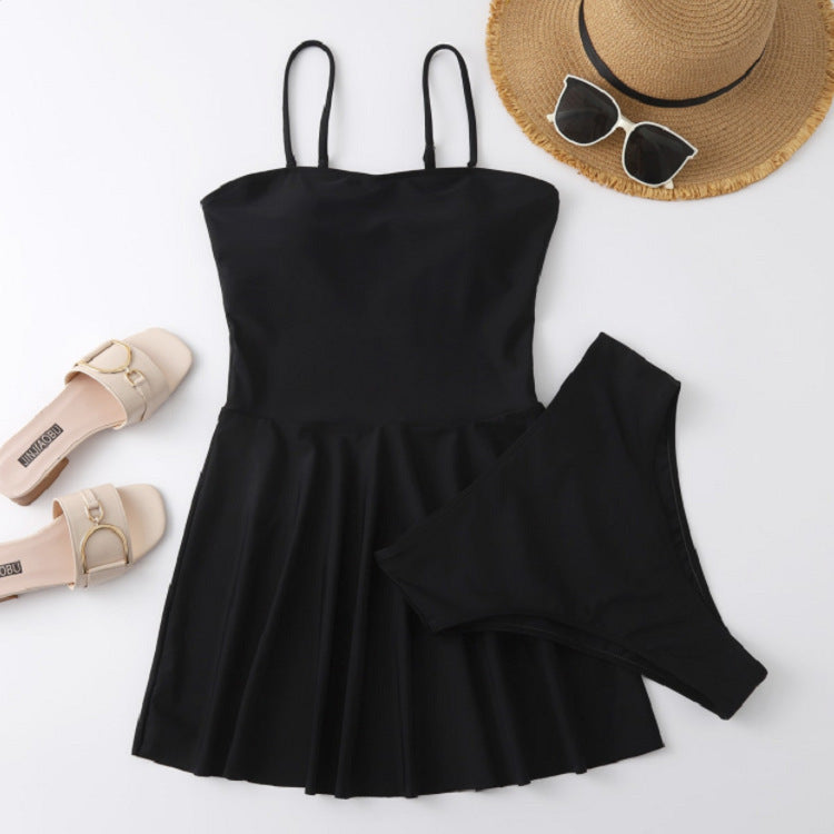 Beach Vacation Swimsuit And Strapless Beach Dress Two-Piece Set by Ricaloux