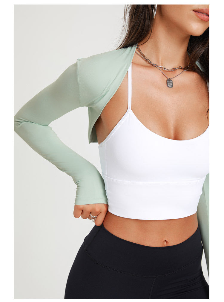 New Spring & Summer Sports Long-Sleeve Shrugs For Yoga & Dance, Solid Color Cardigan Cover-Ups For Workouts, Hide Armpit Fat Training Shirts by Ricaloux