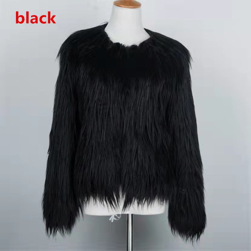Long-sleeve Plus-size Washed Shearling Coat For European And American Women by Ricaloux