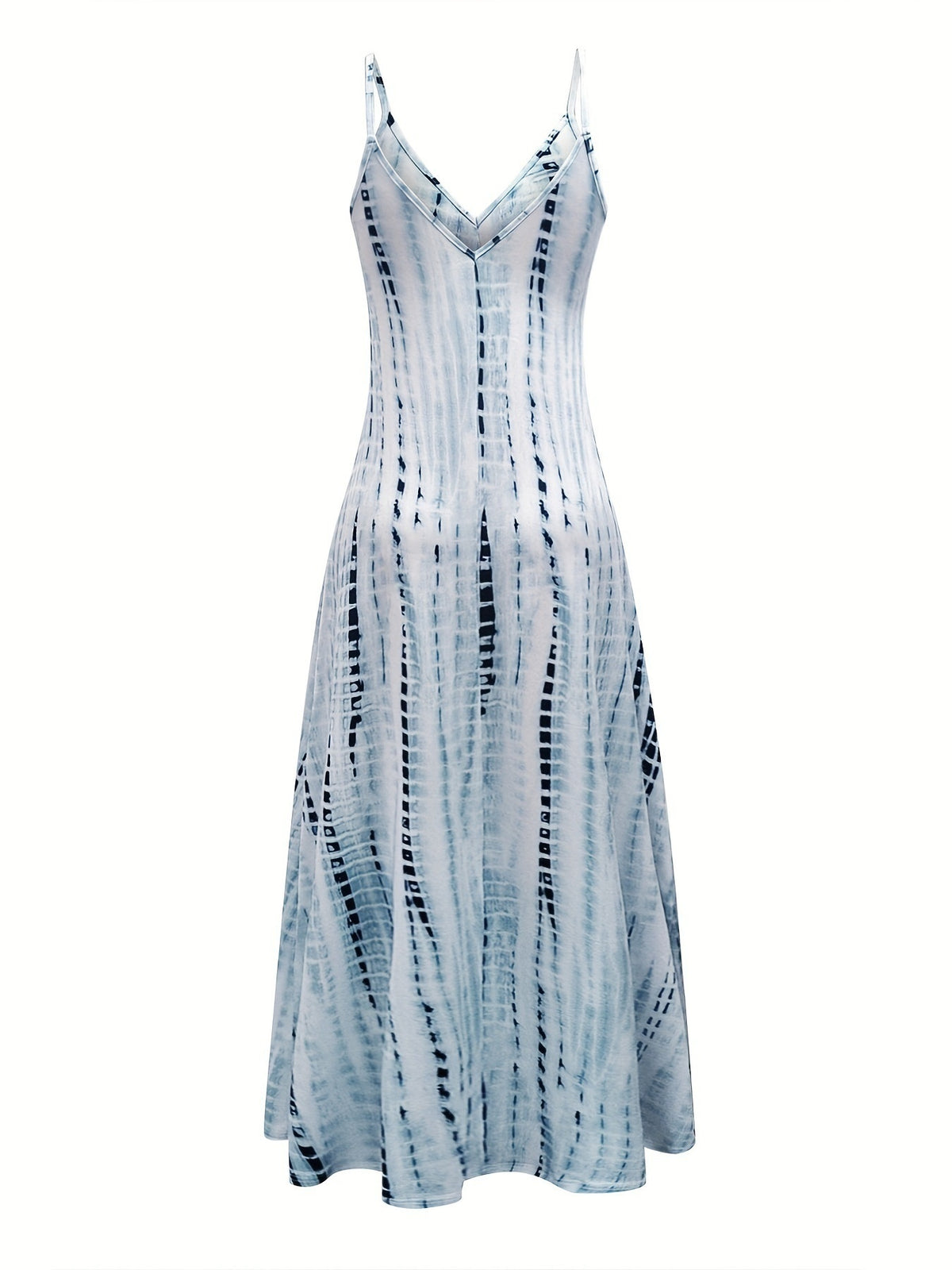 Womens Fashionable Strap-printed V-neck Swing Dress – Premium 0 | RICALOUX