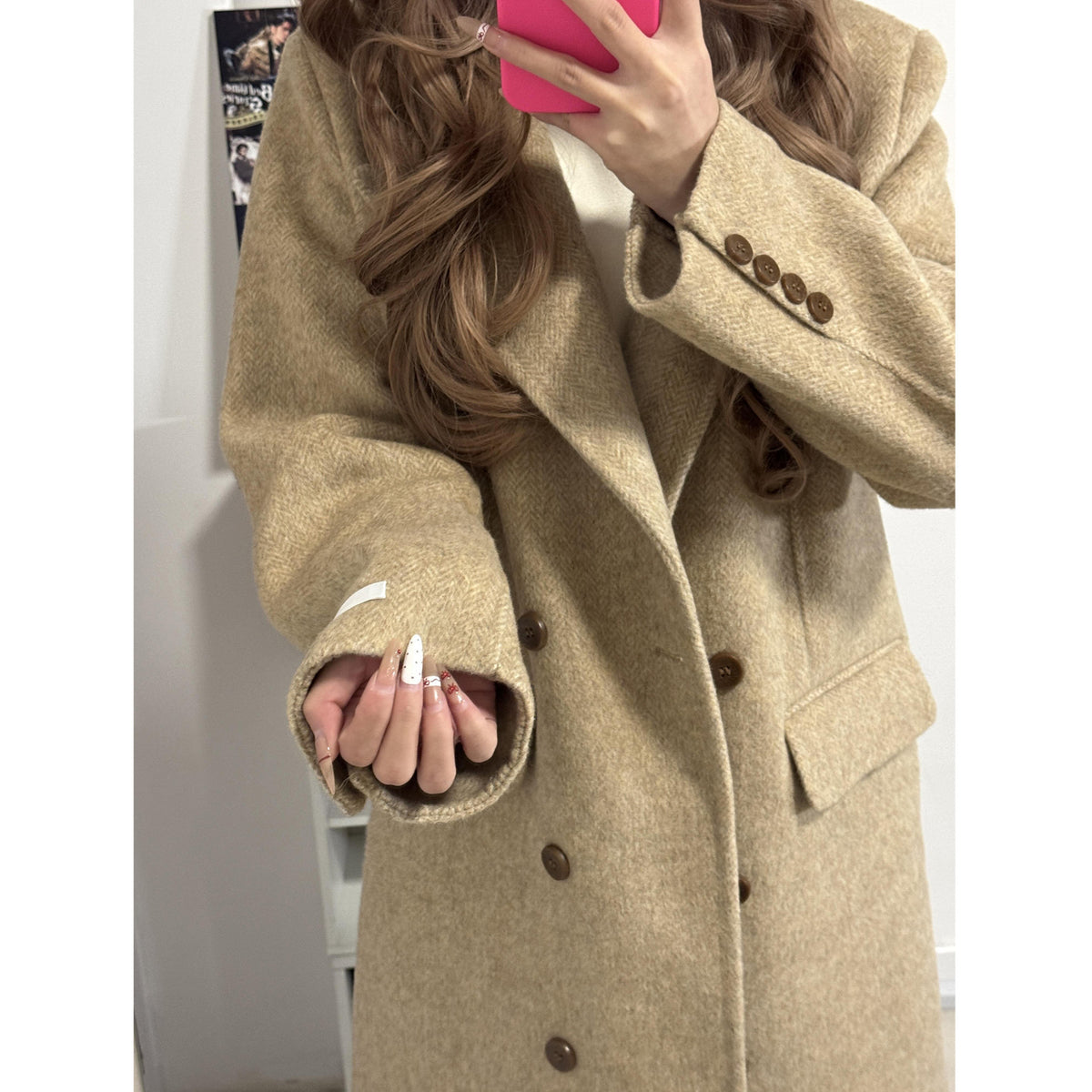 Womens Elegant Korean-Style Wool Coat by Ricaloux