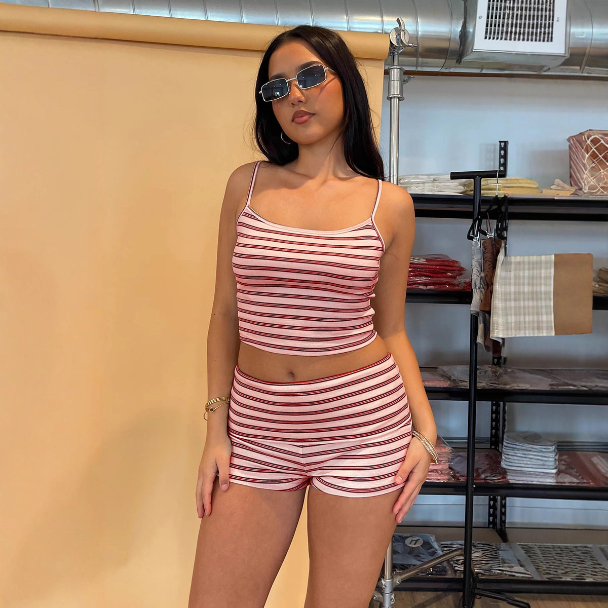 Womens Minimalist Striped Sexy Set by Ricaloux