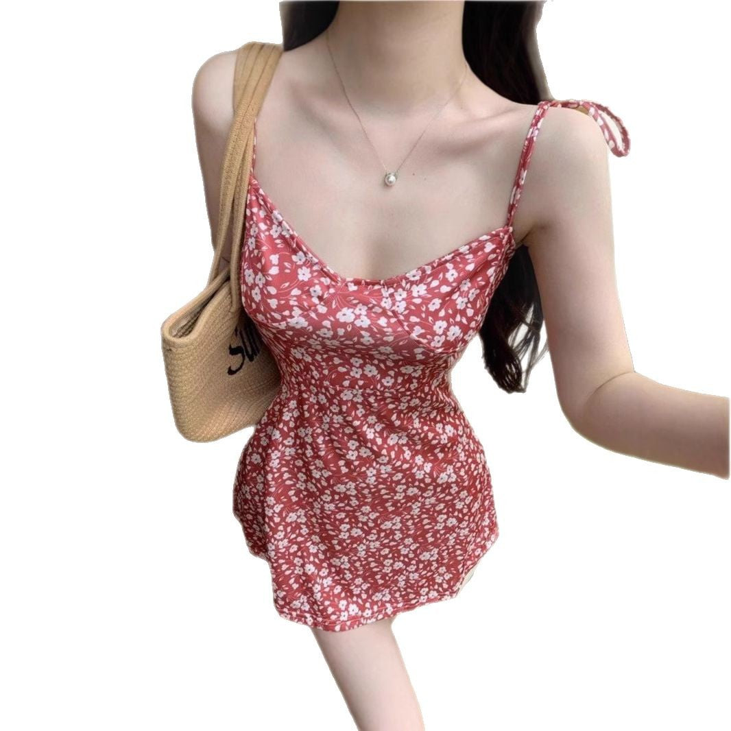 French-style Girly V-neck Floral Slip Dress Figure-hugging – Premium 0 | RICALOUX