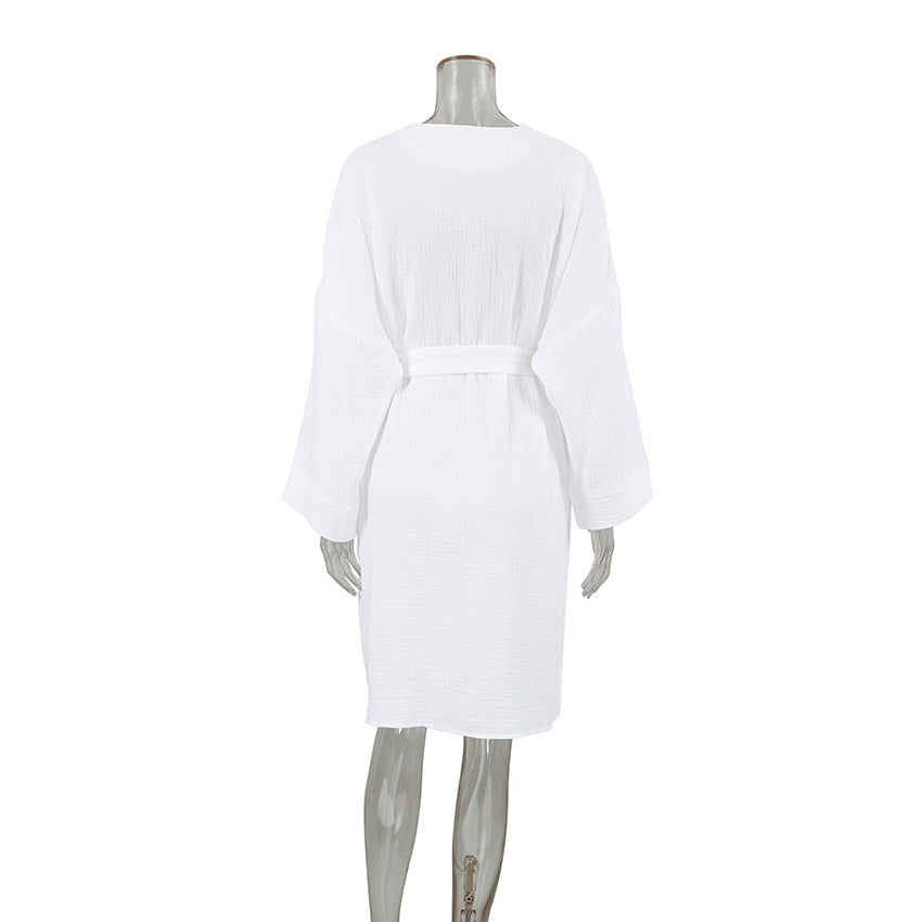 Cotton Fashion Long-sleeve Nightgown Womens Loungewear – Premium 0 | RICALOUX