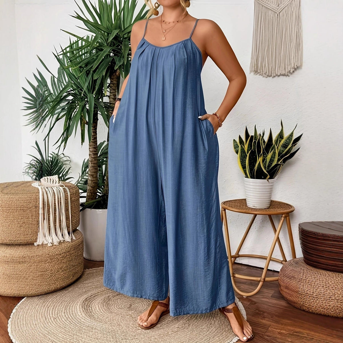Chic Casual Strap Wide-leg Jumpsuit by Ricaloux