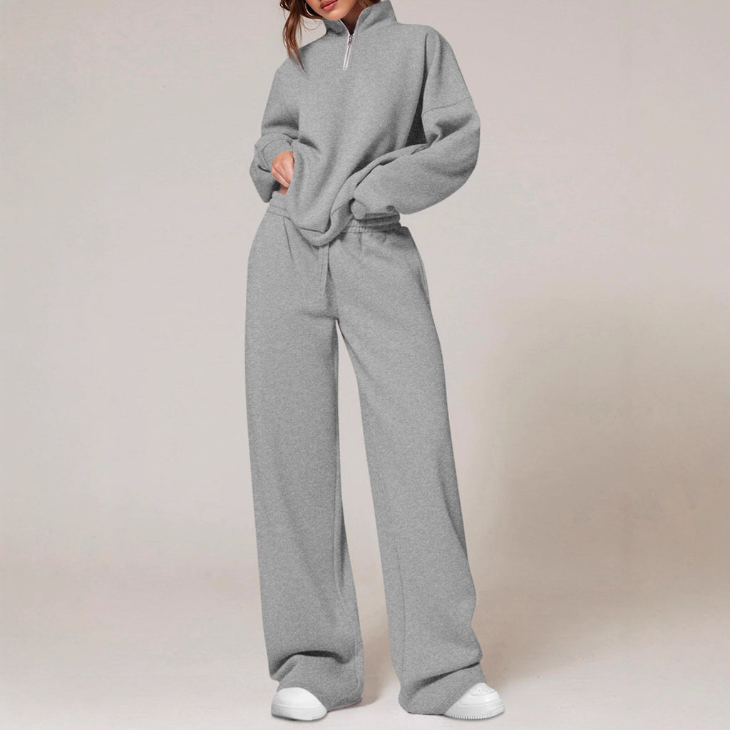 Springautumn Half-zip Sweatshirt And Straight-leg Pants Sportswear Travel Set by Ricaloux