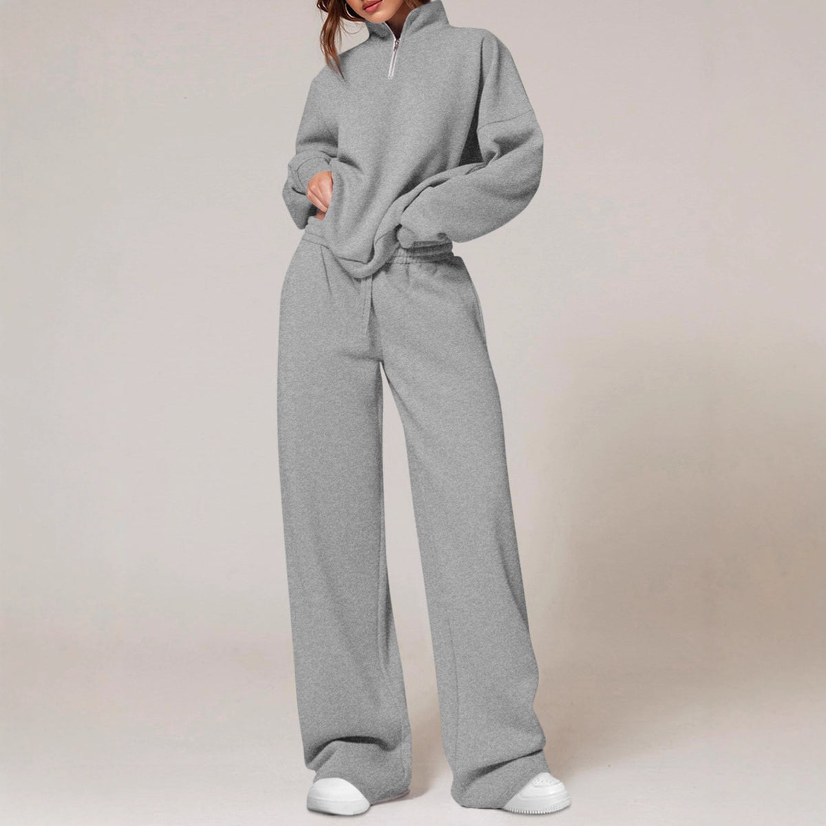 Springautumn Half-zip Sweatshirt And Straight-leg Pants Sportswear Travel Set by Ricaloux