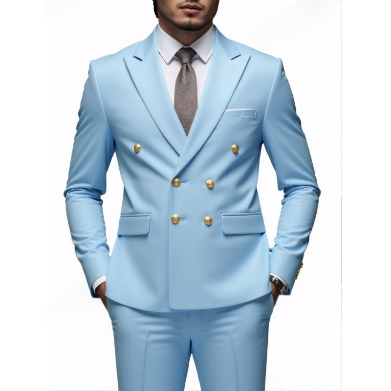 Mens Double-Breasted Fashionable Casual Blazer by Ricaloux