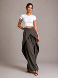 Asymmetric Cross Over Fold Waist Deconstructed Wide Leg Tailored Pants – Premium 4 | RICALOUX