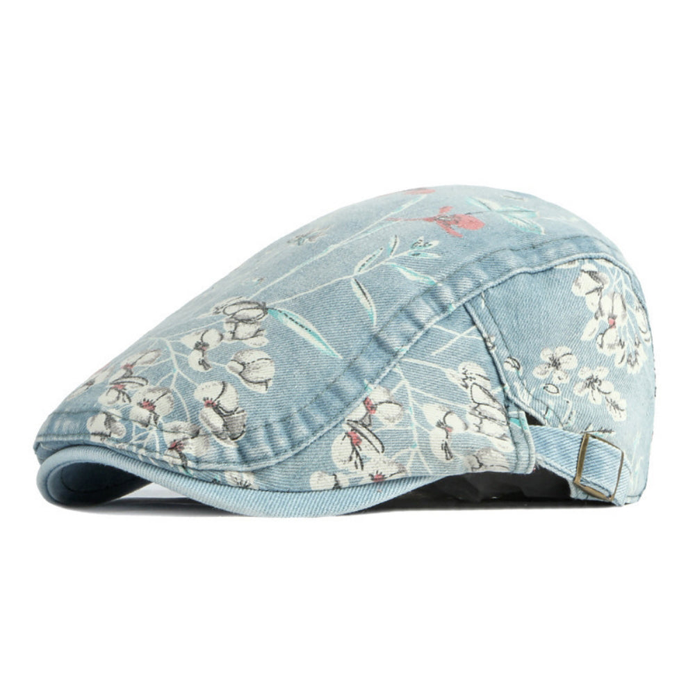 Women's Floral-printed Vintage-textured Metal Snapback Hat With A Unique And Eye-catching Style, Featuring A Retro And Artistic Look. Perfect For Taking Photos, Going Out, Or Daily Commuting. by Ricaloux