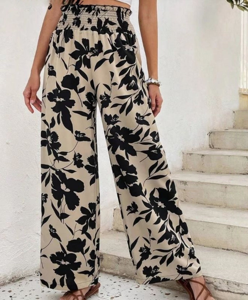 Casual Printed High-Waisted Slimming Straight-Leg Pants – Premium 0 | RICALOUX