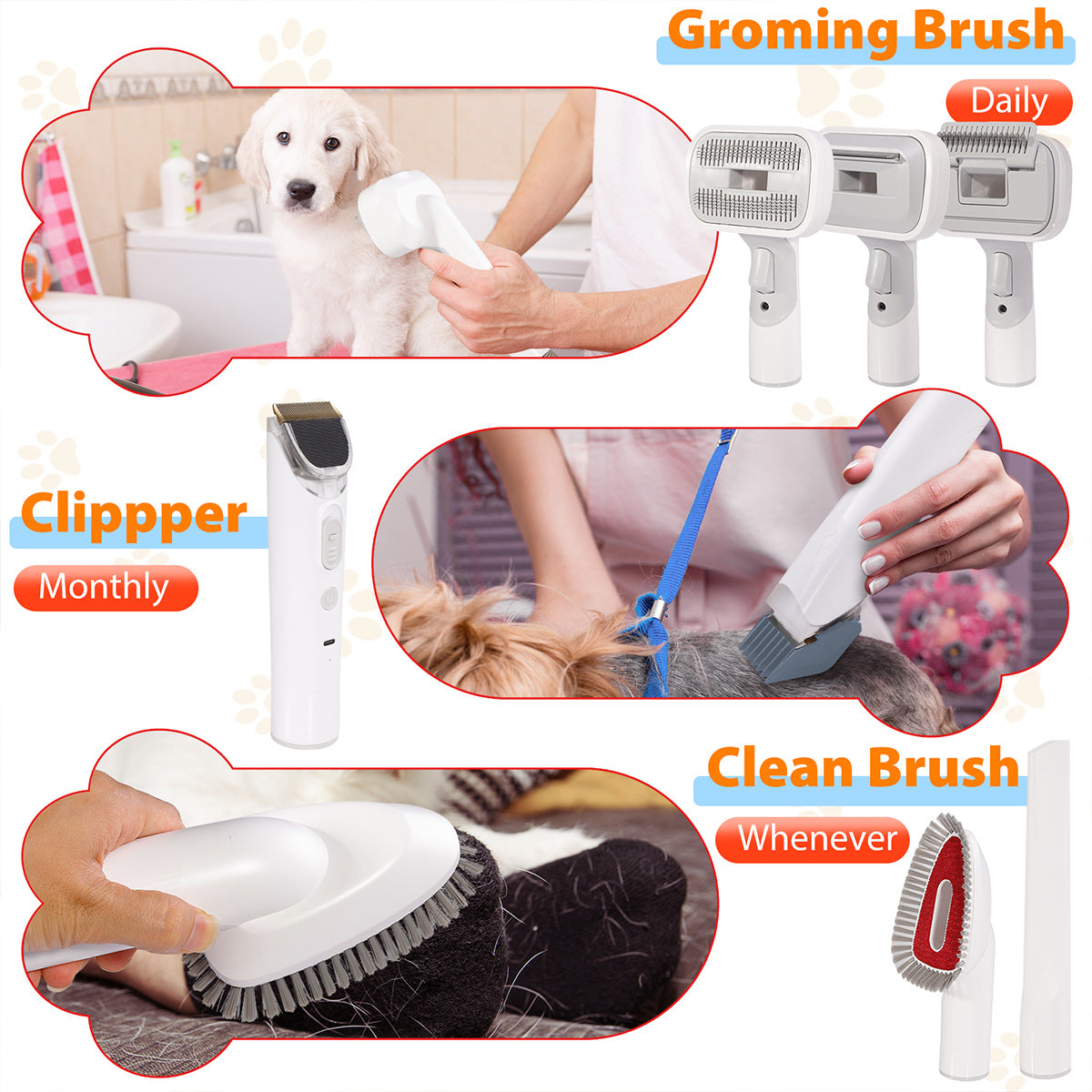 Pet Suction And Scissors All-in-one Machine Dust Collection Suit Multi-function Hair Care Device by Ricaloux