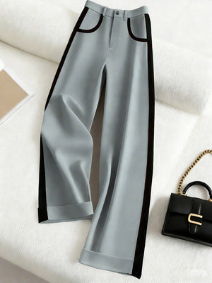 Color-block Straight-leg Casual Womens Suit Pants by Ricaloux