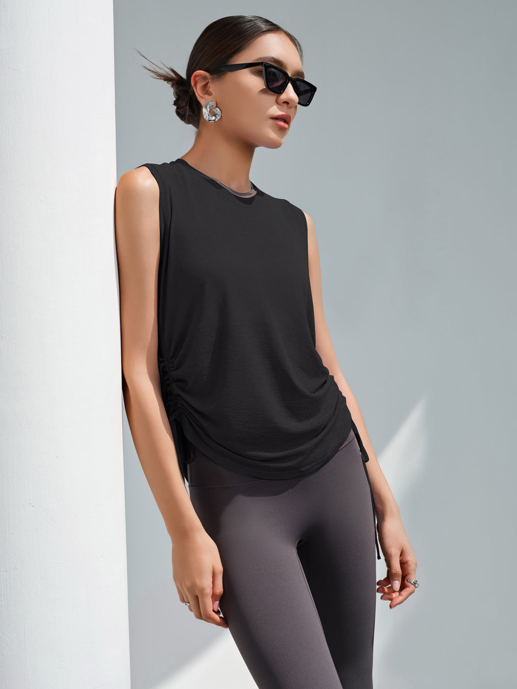 Women's Spring & Summer New Drawstring Sports Top, Loose Casual Quick-Dry Sleeveless Yoga Tank Top, Thin Fitness Shirt – Premium 4 | RICALOUX