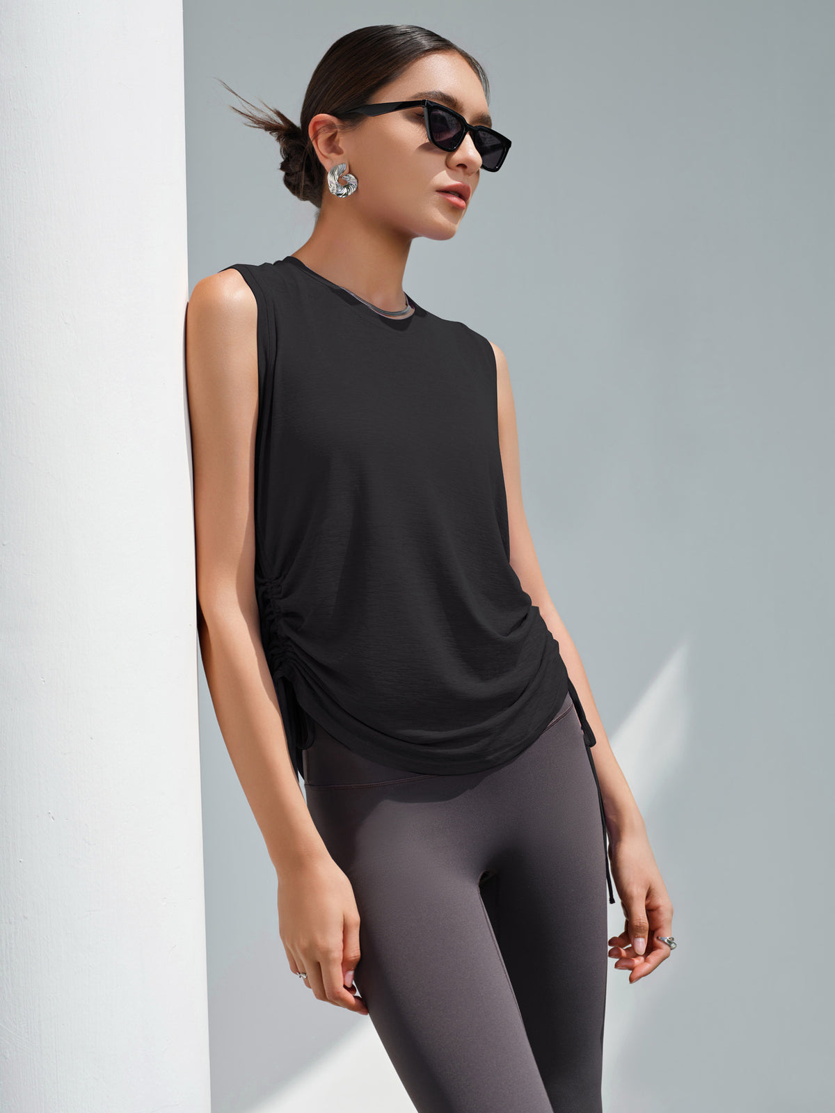 Women's Spring & Summer New Drawstring Sports Top, Loose Casual Quick-Dry Sleeveless Yoga Tank Top, Thin Fitness Shirt – Premium 4 | RICALOUX