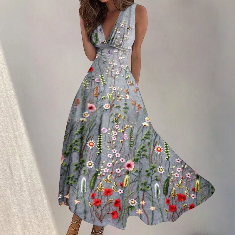 European And American V-neck Chest Wrap Dress - RICALOUX