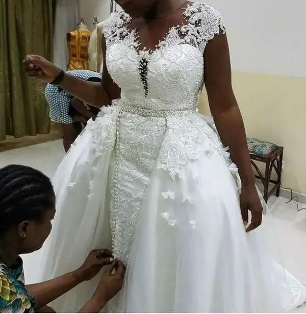 African Mermaid Detachable Lace Mermaid Wedding Dress - RICALOUX
