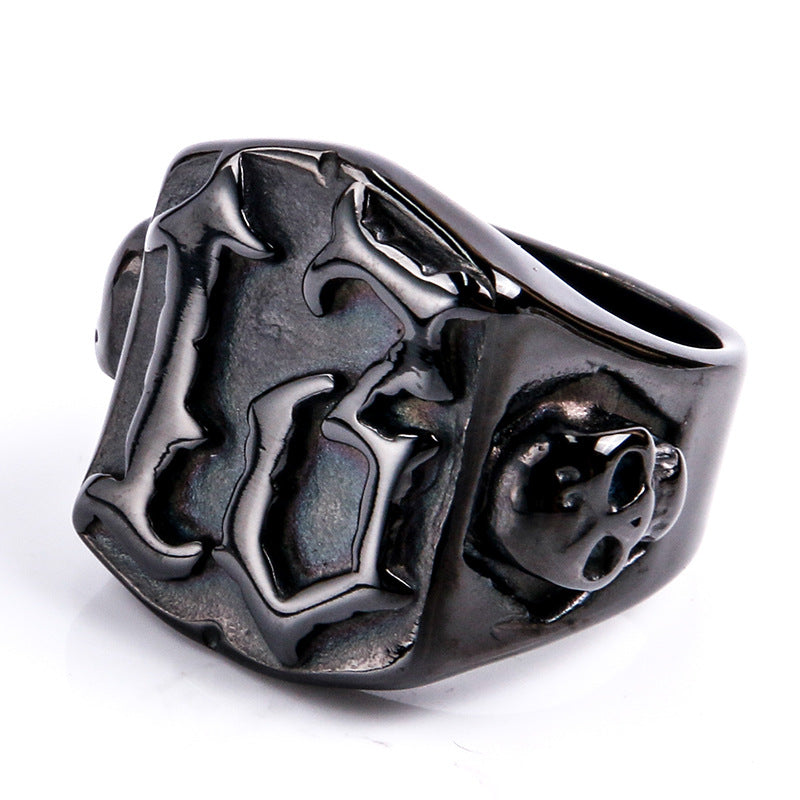Jewelry Retro Domineering Domineering Ghost Head Men's Titanium Steel Ring by Ricaloux