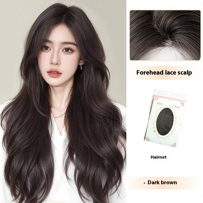 Jaulin Wig Women's Long Hair Forehead Lace Full-head Wig Mid-length Long Straight Hair Full Top Wig by Ricaloux