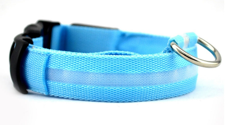 Nylon LED Pet Dog Luminous Collar Night Safety Flashing Glow in Dark Dog Cat Leash Adjustable Pet Supplies by Ricaloux
