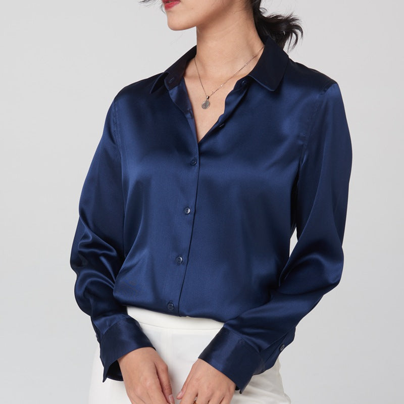 Professional-style Color-blocked Commuter Shirt Slim-fit Square-neck Top by Ricaloux