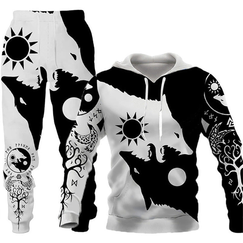 Animal-print Hooded Pullover Sweatshirt And Menswomens Sportswear Set – Premium 0 | RICALOUX
