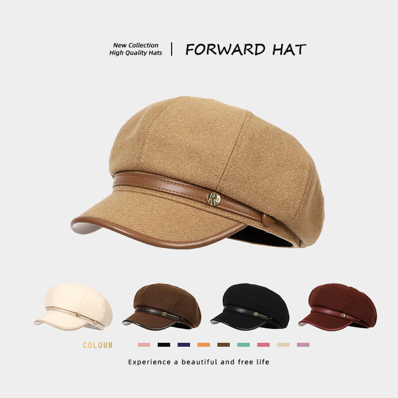 Korean-style Retro Wool Octagonal Hat Womens British Style – Premium 0 | RICALOUX