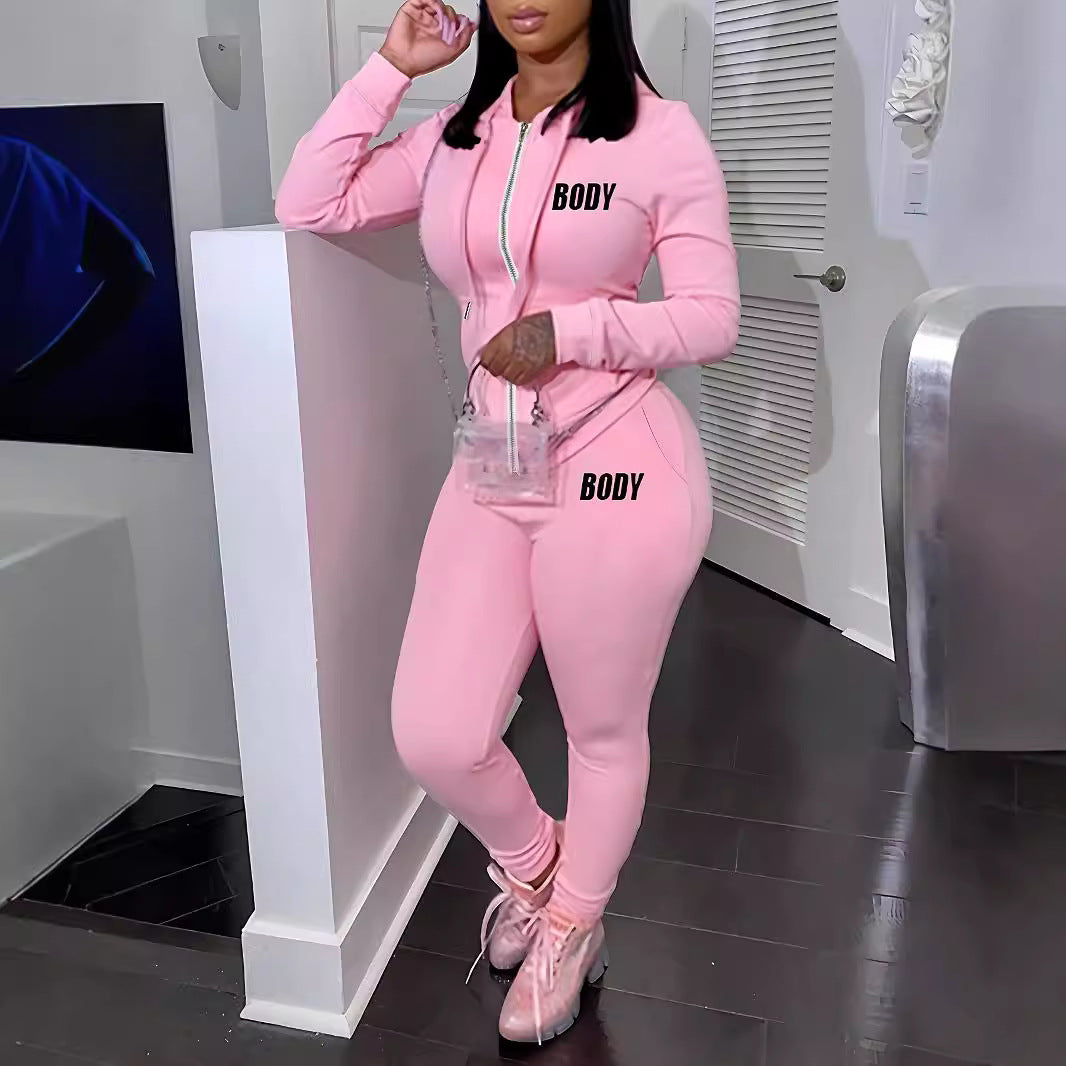 Womens Two-Piece Sweatshirt Set With Hoodie And Lettering Fashionable Outfit – Premium 0 | RICALOUX