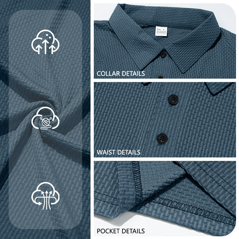 Ice-silk Short-sleeve Mens Lapel Large-size Polo Shirt by Ricaloux