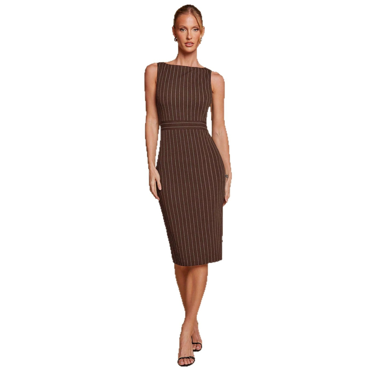 Stylish And Elegant Striped Sheath Skirt Sleeveless With A Fitted Waist – Premium 0 | RICALOUX