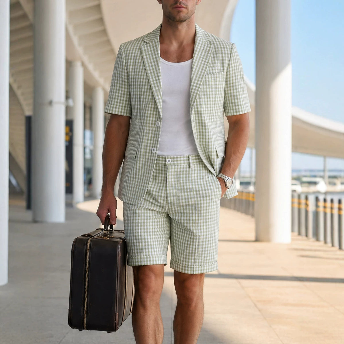 Mens Light Business-Casual Suit Set by Ricaloux