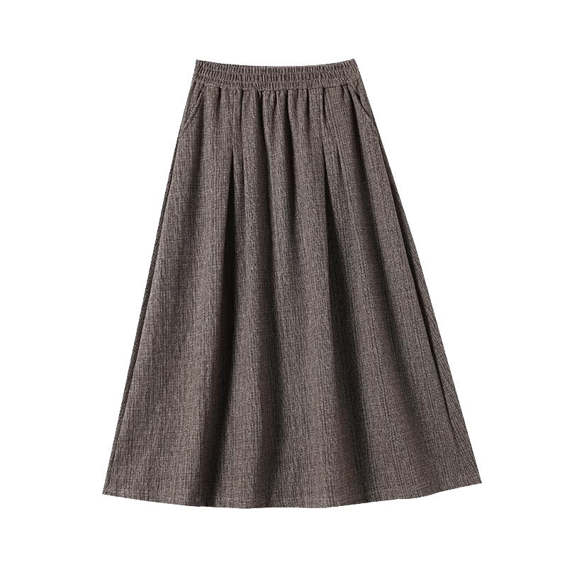Elastic-waist Skirt Figure-flattering Mid-length Draped Skirt For Plus-size Women – Premium 0 | RICALOUX