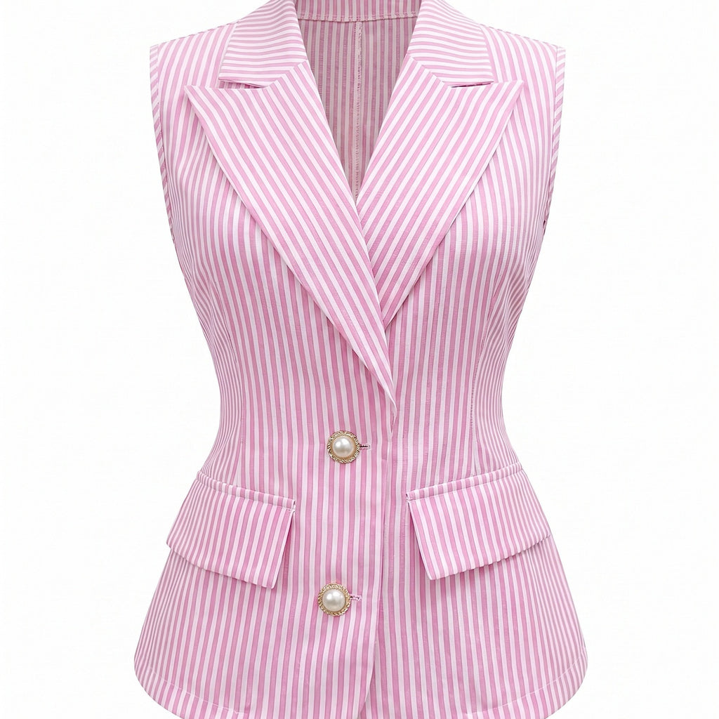 European And American Striped Sleeveless Womens Shirt – Premium 0 | RICALOUX