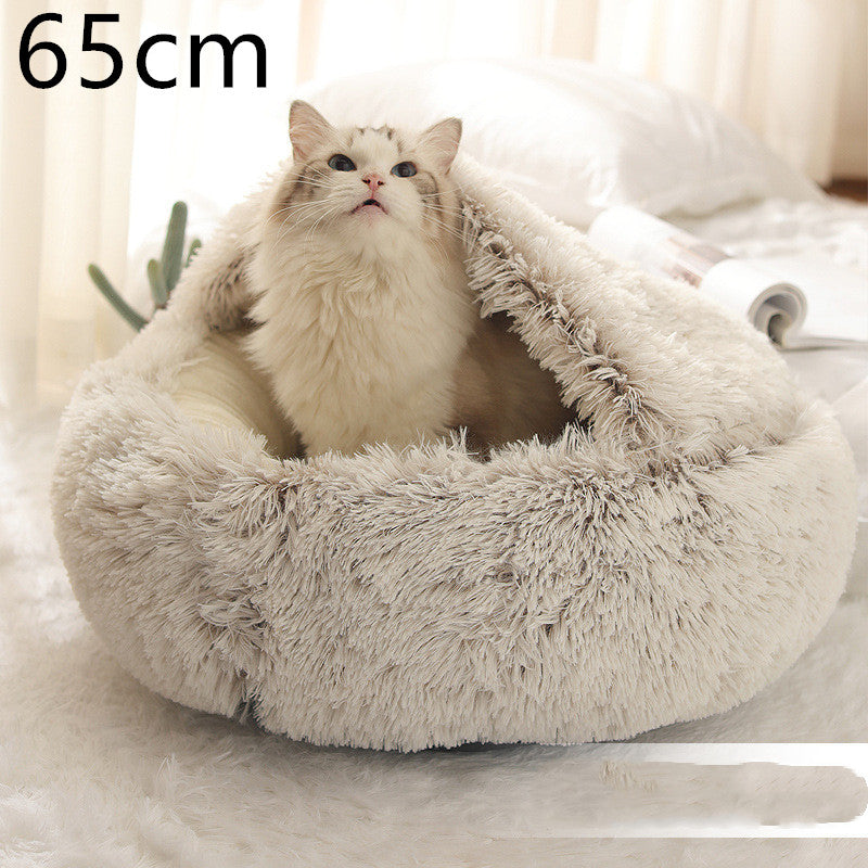 2 In 1 Dog And Cat Bed Pet Winter Bed Round Plush Warm Bed House Soft Long Plush Pets Bed Pet Products by Ricaloux