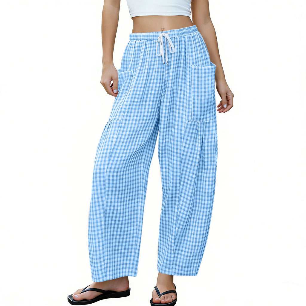 High-waisted Loose-fit Draping Figure-flattering Casual Floor-length Pants by Ricaloux