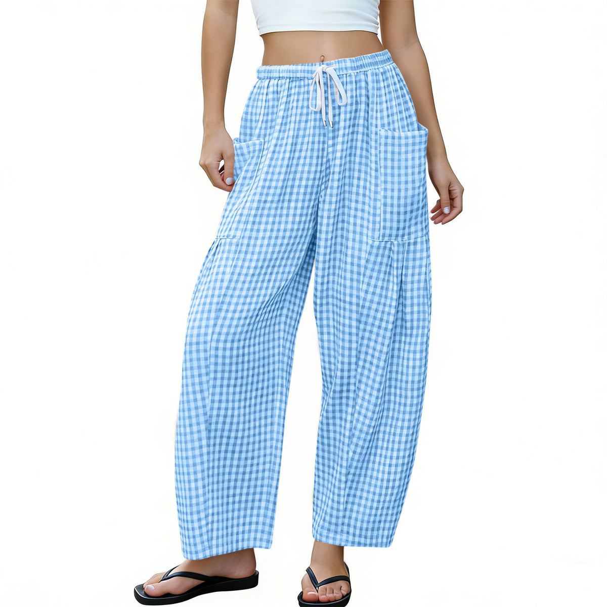 High-waisted Loose-fit Draping Figure-flattering Casual Floor-length Pants by Ricaloux