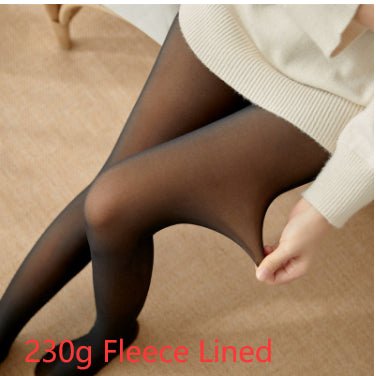 Fleece-lined Thickened Sheer Tights Leggings Transparent One-piece Pantyhose Superb Fleshcolor Pantynose - RICALOUX