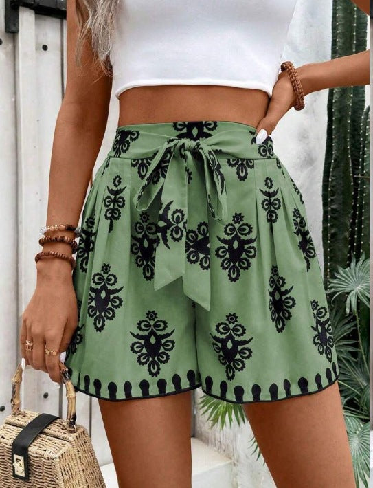 Womens Casual Versatile Printed Slim-fit Wide-leg Shorts – Premium 0 | RICALOUX