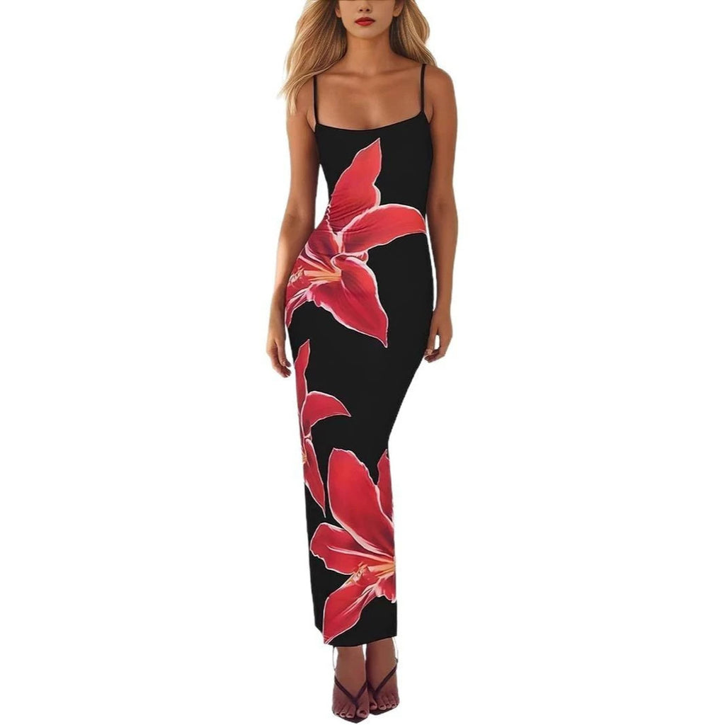 Bodycon Printed Strap Dress European And American Style by Ricaloux