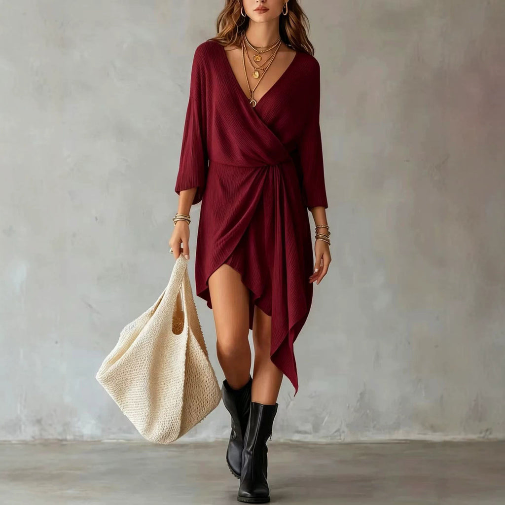 European And American-style Wrap V-neck Dress For Women by Ricaloux
